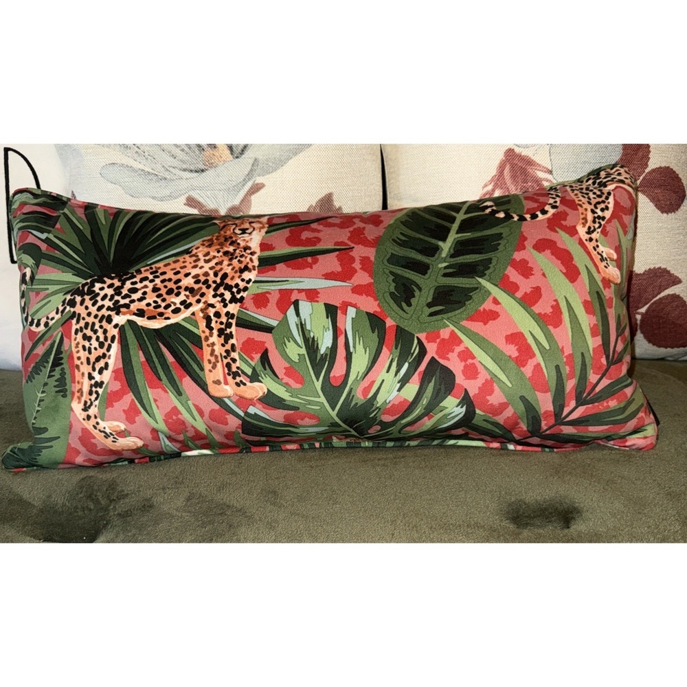 Madison Poland Throw Pillow Velvety Red Cheetah Jungle Tropical OEKO TEX